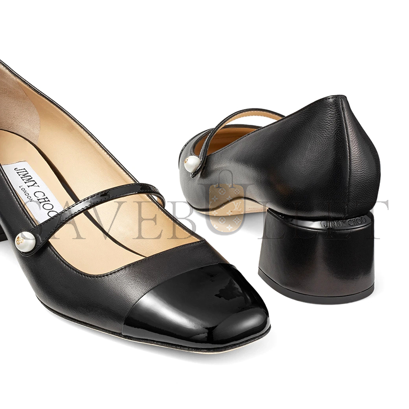 JIMMY CHOO ELISA 45 BLACK NAPPA AND PATENT LEATHER PUMPS ELISA45PTZ JIMMY CHOO ELISA 45 BLACK NAPPA AND PATENT LEATHER PUMPS ELISA45PTZ